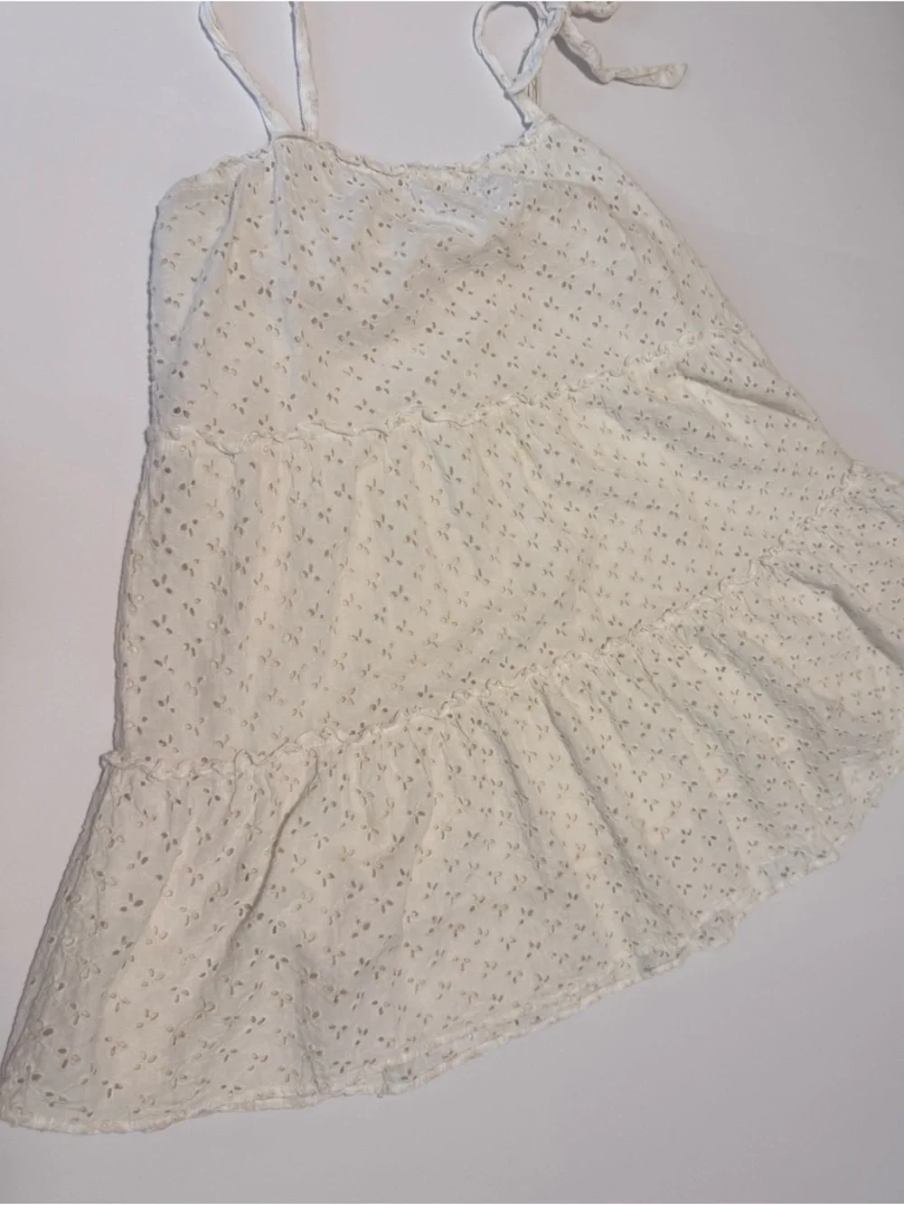 Altar’d State White Eyelet Tie Strap Dress Large Boho Cottagecore - Picture 6 of 10